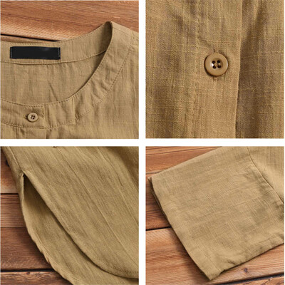 

Women Vintage Casual Crew Neck Long Sleeve Shirt Single Breasted Outwear Coat