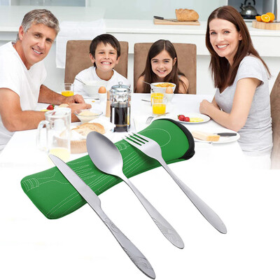 

Toponeto 3 Pcs Stainless Steel Fork Spoon Chopsticks Travel Camping Cutlery Eyeful