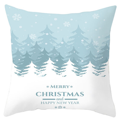 

New Christmas Blue Snow Scene Golden Snowflake Pillow Case Waist Throw Cushion Cover Home Decor Xmas Decor
