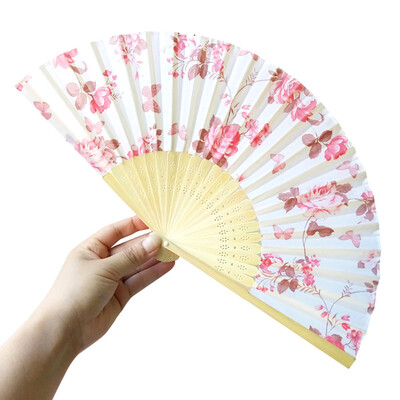 

〖Follure〗Pattern Folding Dance Wedding Party Lace Silk Folding Hand Held Flower Fan