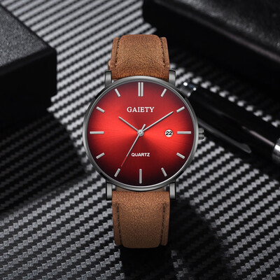 

Gobestart Fashion Simple Simple Casual Calendar Business Leather With Strap Mens Watch
