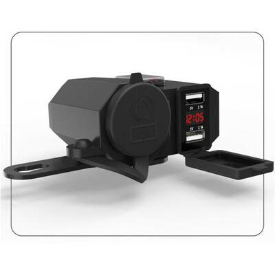 

Motor Cigarette Lighter Socket Outlet Dual USB Charger LED Voltmeter & Switch 1X