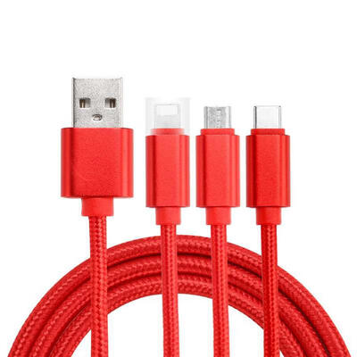 

3 In 1 Micro USB Data Cable Portable Solid Color Fast Charging Line For Mobile Phones