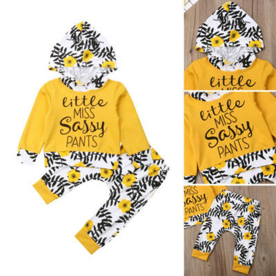 

Toddler Kids Baby Girl Outfits Clothes Hooded Casual T-shirt TopsPants Set 2PCS