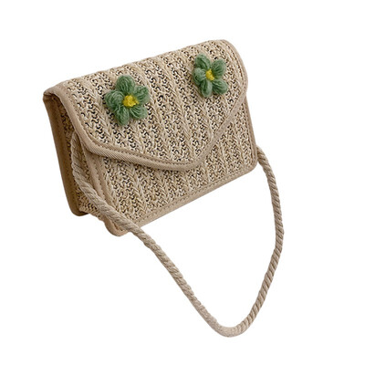 

Joker small fresh mini crossbody bag fashion casual straw shoulder bag flower decoration small square bag