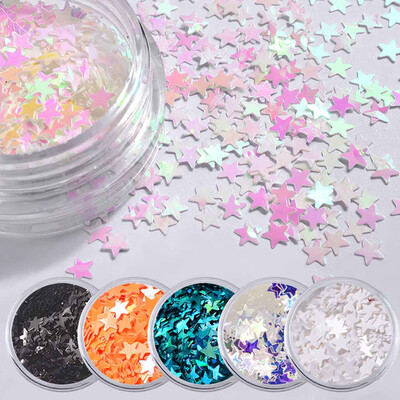 

Toponeto 6Color Star Sequins Dazzling Sticker Colorful Nail Art Decoration