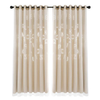

2pcs Hollow Letters Windows Yarn Blackout Curtains Home Decorative Drapes
