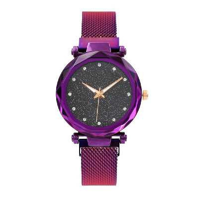 

Women Fashion Brilliant Starry Night Dial Watch Lady Simple Exquisite Metal Quartz Wrist Watch