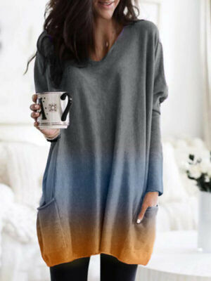 

Women Ladies Casual Loose Long Sleeve V Neck T-shirt Tops Blouse Tee SXL