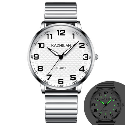 

The old watch men&women lovers large digital dial waterproof luminous middle-aged&old parents elastic steel band Shi Ying