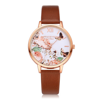

Womens Watches Butterfly Rose Gold Dial Ladies Simple Quartz Wristwatch Casual Clock Dress Gift Mujer Bayan Kol Saati