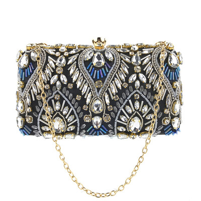 

Tailored Women Crystal Beaded Clutch Evening Chain Crossbody Bags Party HandBag