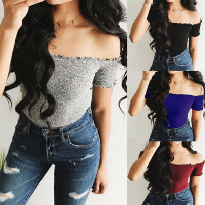 

Summer Women Casual Off Shoulder Tank Top Vest Blouse Sleeveless Crop Tops Shirt