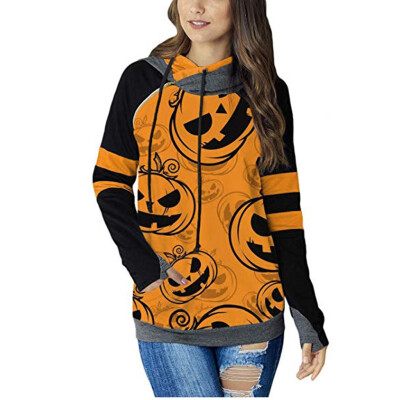 

Tailored Womens Casual Hoodies Stripe Cowl Neck Halloween Pumpkin Pullover Sweatshirt Top