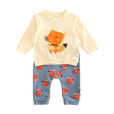 

Newborn Infant Baby Boy Girl Fox Pullover Sweatshirt TopsPants Outfits Set