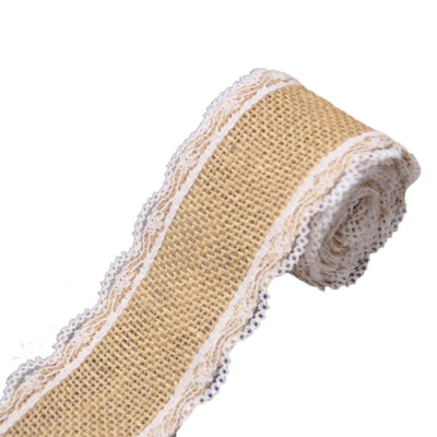 

Gobestart Wedding Party Decor Rustic Vintage Lace Edged Jute Hessian Burlap Ribbon Roll A