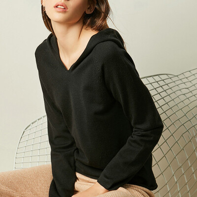 

Women Knitted Hoodies Sweater Pullover Long Sleeve Hooded Sweatshirt Solid Top