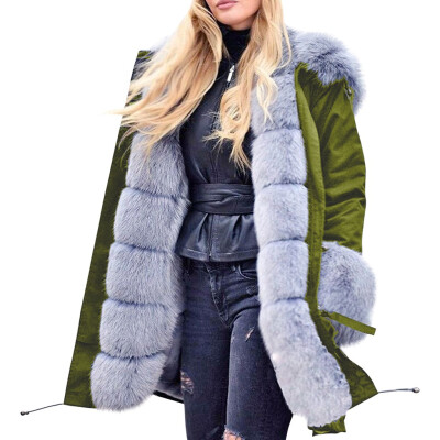 

Toponeto Womens Fleece Winter Jacket Hooded Coat Fishtail Warm Long Sleeves Overcoat