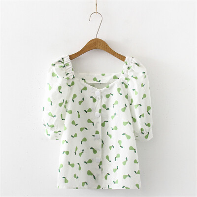 

Womens Summer Mew Fashion Design Fruit Printing T-Shirts Tee Tops Short Sleeve Blouse Top Ladies Work Casual Tops Blouse