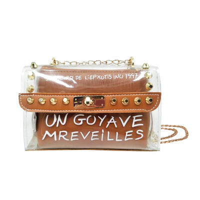 

Fashion Rivet Women Shoulder Bag PVC Transparent Crossbody Messenger Bag
