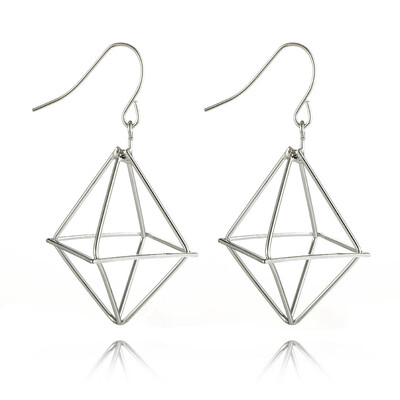 

EK349 European & American Minimalist Punk Drop Earrings for Women Geometric Hollow 3D Triangle Polygon Earrings Party Jewelry
