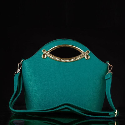 

New Fashion Women Handbag PU Leather Double Grab Handle Metal Trim Simple Shoulder Bag