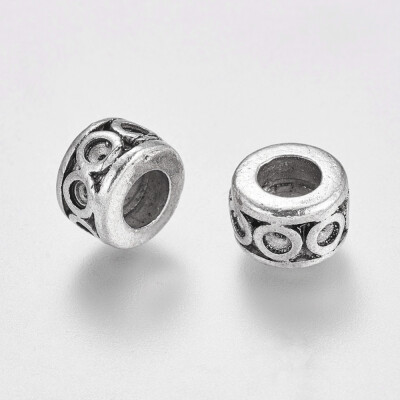 

Tibetan Style Alloy European Beads Large Hole Beads Lead Free&Nickel Free&Cadmium Free Column Antique Silver 10x7mm