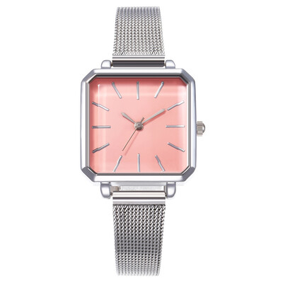 

Explosion models ladies alloy steel belt quartz watch square shell mesh with Roman scale wrist watch