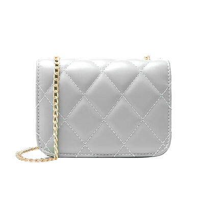 

Solid Color Lattice Shoulder Handbags Women Leather Chain Crossbody Bags