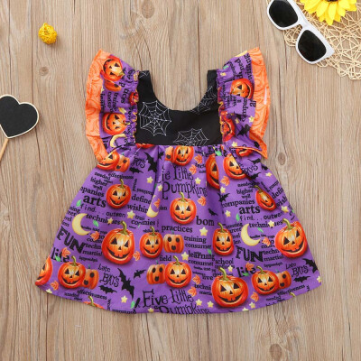 

Toddler Infant Baby Girls Cartoon Pumpkin Print Dress Halloween Costume Outfits