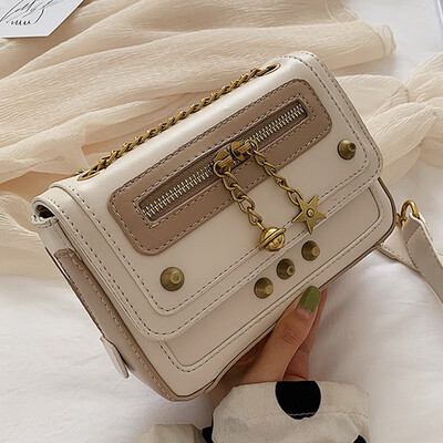 

Bag women 2019 new Korean version of Joker rivet chain motorcycle bag fashion retro shoulder Messenger bag