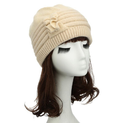 

New Fashion Women Knitted Hat Ruffle Ornament Many Colors Thick Warmer Cap Headwear