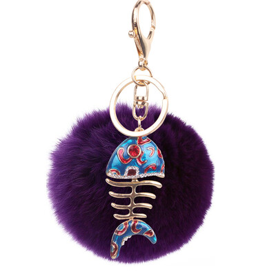 

Creative Smart Fishbone Keychain Rex Rabbit Plush Pendant Bag Mobile Phone Charm Fashion Pendant
