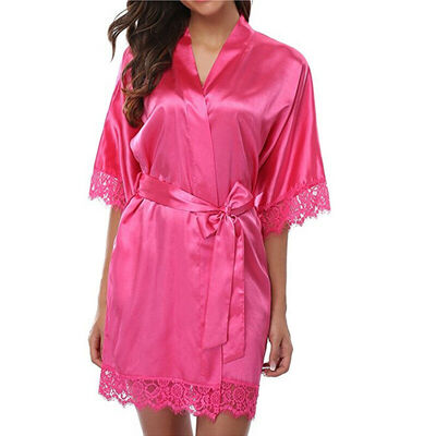 

Womens robe Silk Satin Robes Wedding Bridesmaid Bride Gown kimono Solid Robe