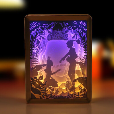 

Siaonvr Couple Photographic Paper Sculpture Lamp DIY Creative Nightscape USB PowerSupply
