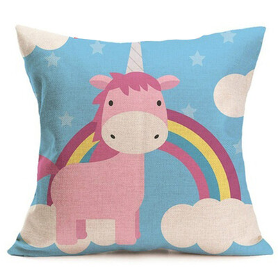 

Siaonvr New Arrival Rainbow Cushion Case Decorative Unicorn Printed Decor Pillow Covers