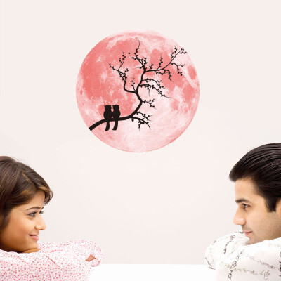 

Toponeto Pink Love Luminous Moon Removable Wall Sticker Home Wedding Decoration