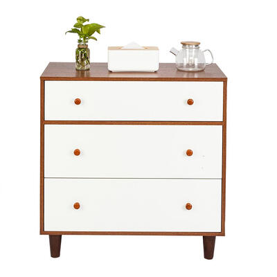 

3 Drawers Nightstand Tall End Table Storage Wood Cabinet White