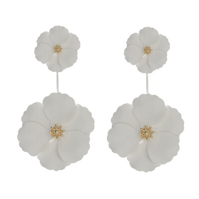 

Women Sweet Camellia Flower Dangle Two Wear Stud Earrings Party Jewelry Gift