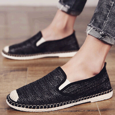 

2019 new summer woven straw shoes mens casual sandals wild trend youth personality bird nest hole mens shoes