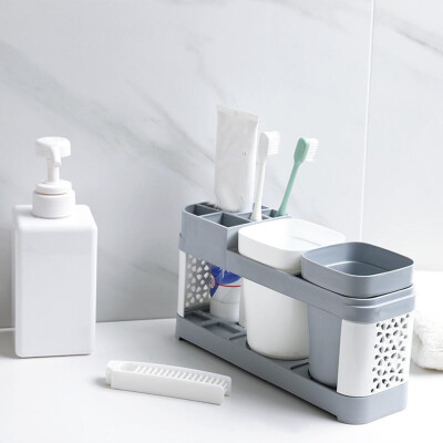 

〖Follure〗Toothbrush Holder Stand Plastic Cup Set Shelf Bathroom Toothpaste Storage Rack