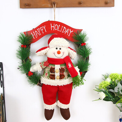 

〖Follure〗Merry Christmas Party Poinsettia Pine Wreath Door Wall Garland Decoration