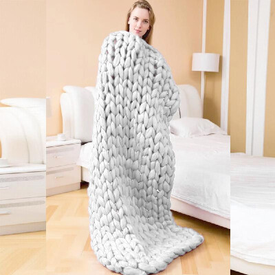 

Practical Chunky Knit Woolen Pure Color Handwork Wool Sofa Bed Home Air Conditioning Blanket