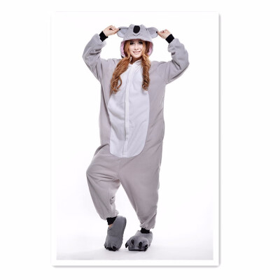 

Unisex cartoon pajamas Cosplay flannel pajamas ladies winter pajamas adult gray koala animal pajamas