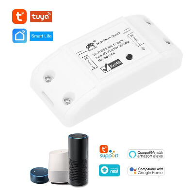 

New Tuya Wifi Switch 10A2200W Wireless Remote Switch DIY Relay Module for AndroidIOS APP Control Timer Compatible with Alexa Goo