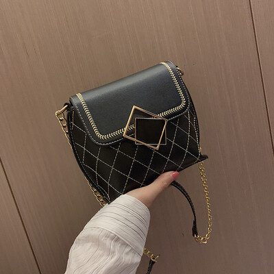 

Ins super fire small bag female 2019 summer new foreign gas ladies messenger bag simple Korean version of the rhombic chain bag