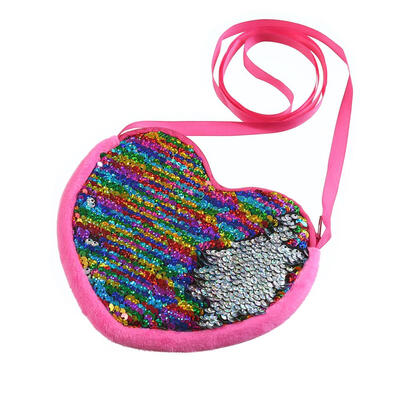 

Sequins Heart Shoulder Messenger Handbags Flannel Women Kids Crossbody Bags