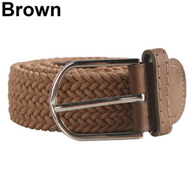 

Stylish Men Women Weaved Braided Stretch Rubber Buckle Belt Strap Waistband