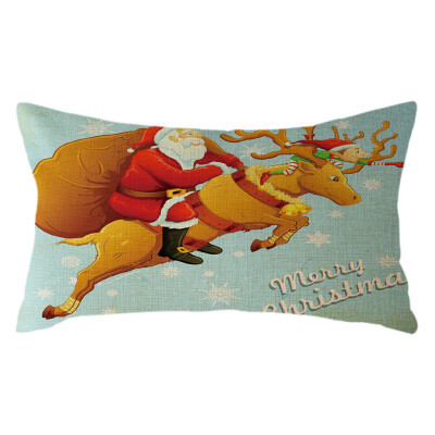 

Tailored Christmas Santa Claus Pillow Case Linen 30x50cm Throw Cushion Cover Home Decor