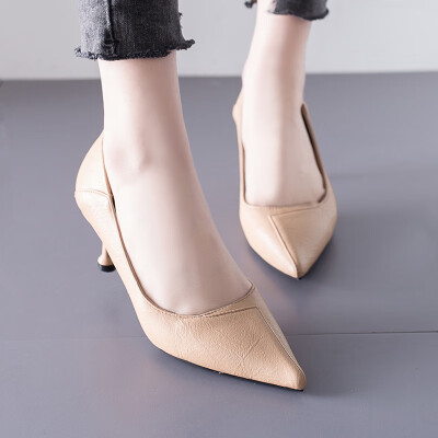 

Slim high heels shallow mouths small pointed leather shoes single shoes four seasons single shoes white-collar work shoes t